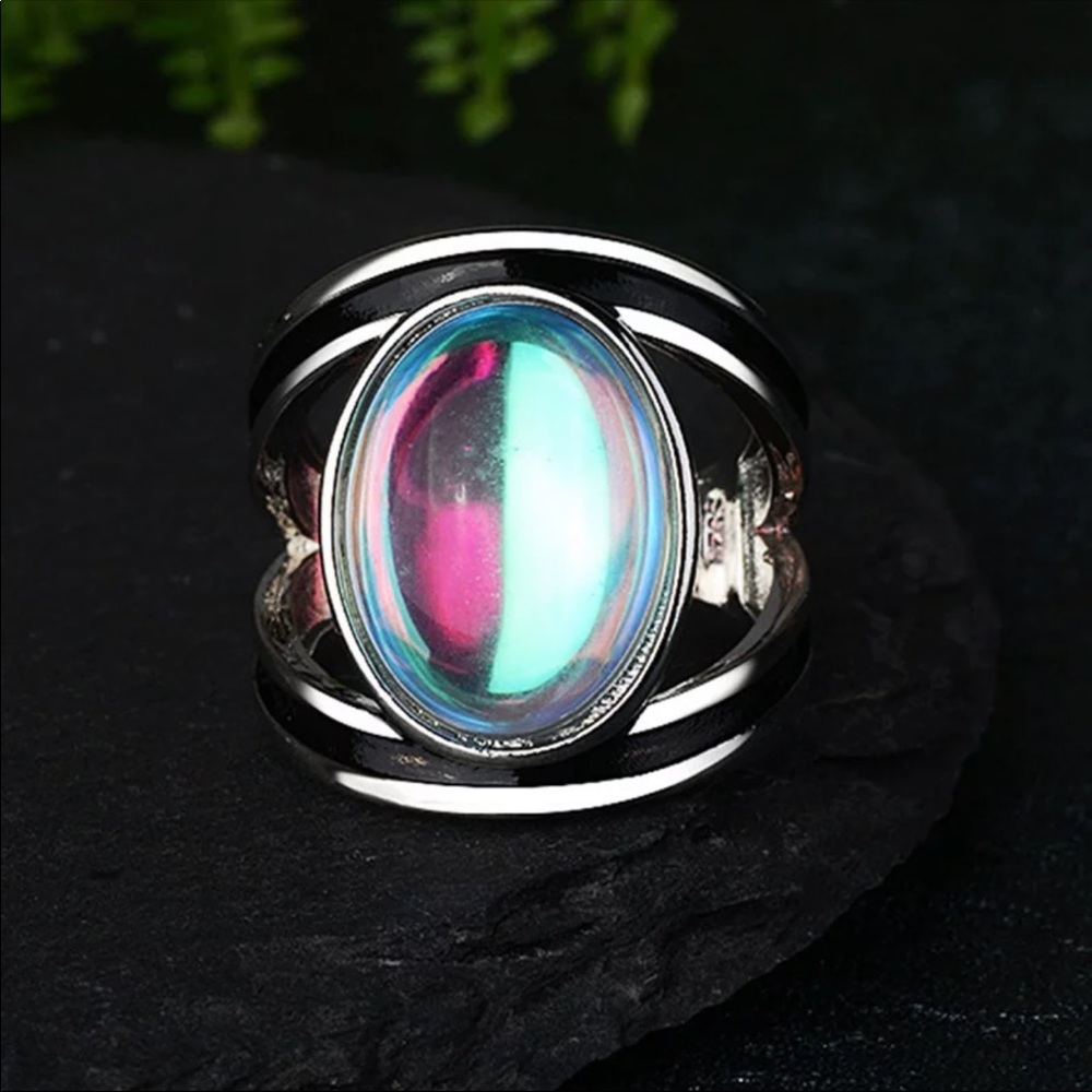 NWT Stamped 925 Big Moonstone Ring Unique Style - Picture 2 of 4
